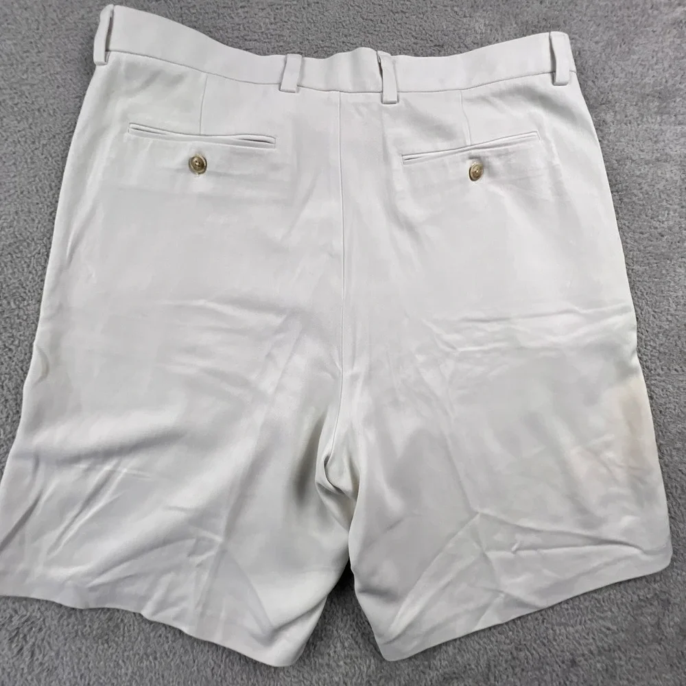 Tommy Bahama Silk Shorts Mens‎ 36 White Relax Flat Front Tropical Beach Casual